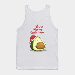 Cute Avo Merry Christmas Avocado in Santa Hat Tank Top